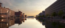 Duisburg Inner Harbor at Sunset