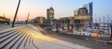 Germany, Hamburg, Hanseatic Trade Center, Elbphilharmonie and harbor in the morning