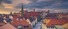 Cityscape of colorful Nuremberg at dusk