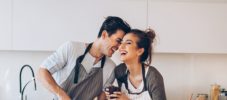 Young couple in love in the kitchen